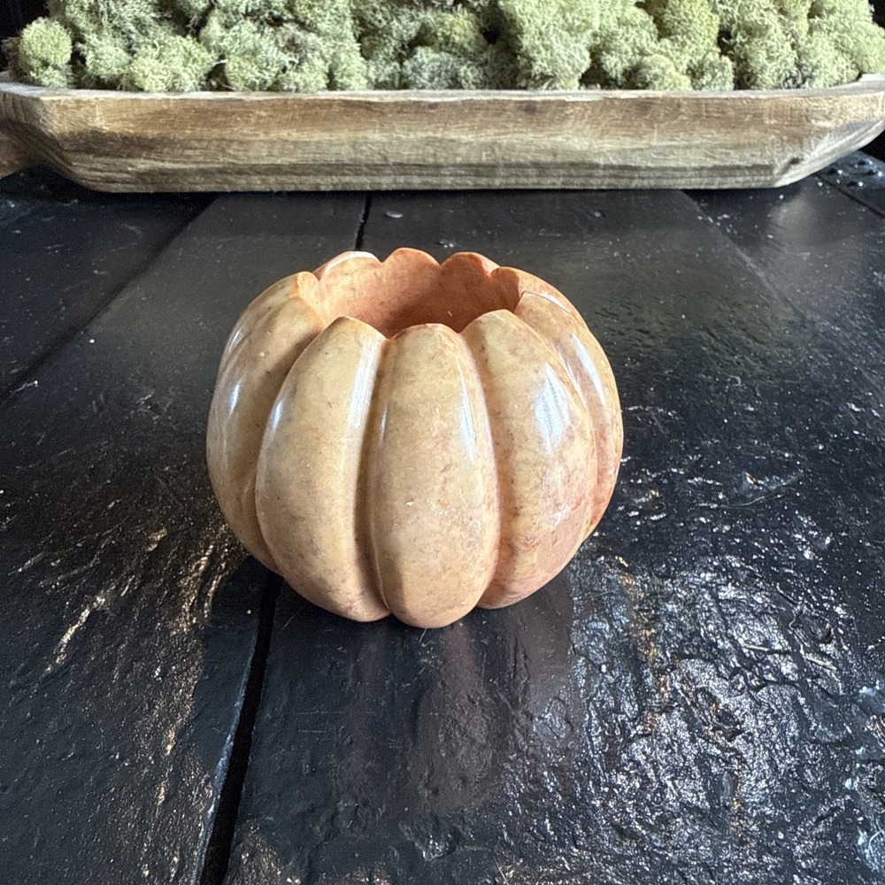 Crate & Barrel Marble Pumpkin Or Fluted Tea Light Candle Holder
